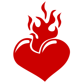 Aufkleber Motorrad / Auto Herz mit Flammen brennendes Herz